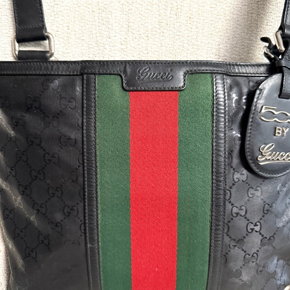 Authentic Gucci Fiat 500 collaboration unisex crossbody bag black imprime canvas - Picture 5 of 16